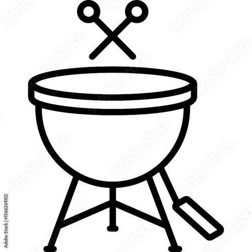 Timpani drums outline icon vector