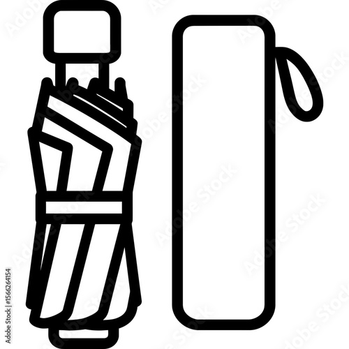 Travel umbrella with case outline icon vector