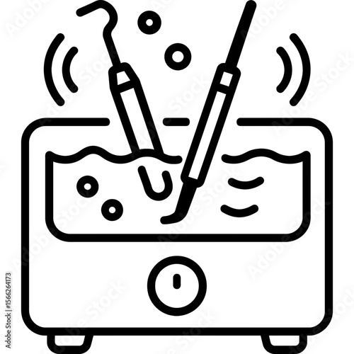 Ultrasonic cleaner equipment outline icon vector