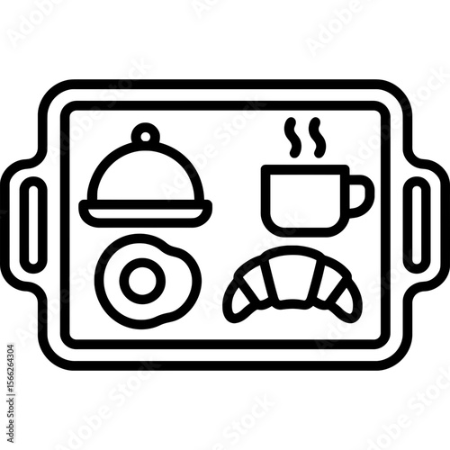 Breakfast tray outline icon vector