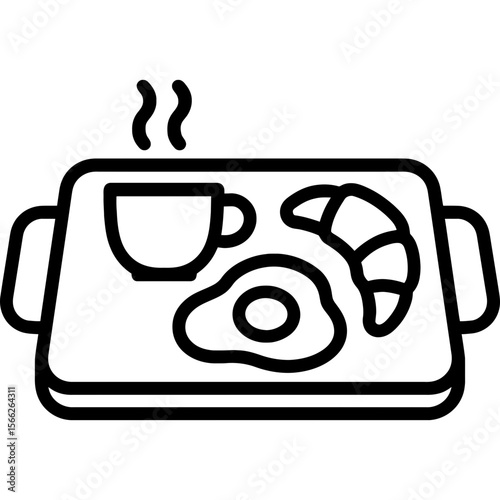 Breakfast tray outline icon vector