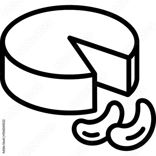 Cashew cheese wheel outline icon vector