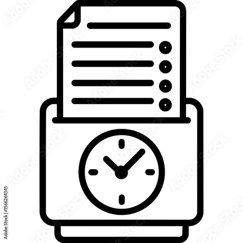 Time clock punch card outline icon vector