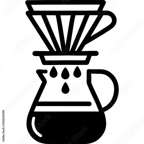 Pour over coffee setup outline icon vector