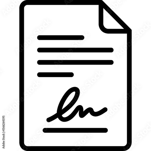 Contract with signature line outline icon vector