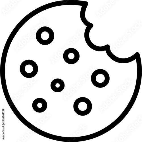 Cookie with bite taken outline icon vector