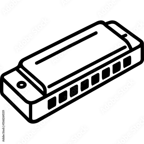 Harmonica outline icon vector