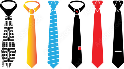 set of colored man ties with different patterns 