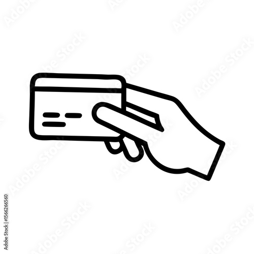 Hand holding credit card icon for financial transaction or online payment