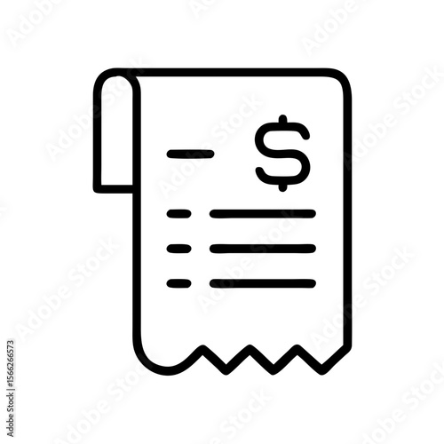 Minimalist outline icon of a financial receipt with a dollar sign
