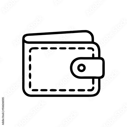 Line Art Wallet Icon Representing Finance and Digital Payment