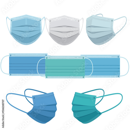 Collection of assorted medical face masks in various colors and styles
