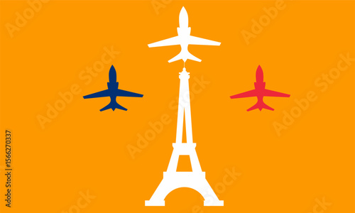 The Eiffel Tower in France, with fighter jets. Perfect for a French military event.