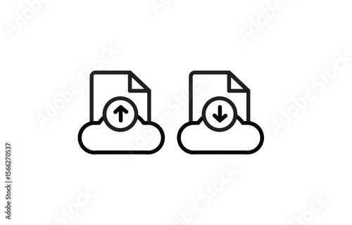 Cloud File Transfer Upload and Download Icons