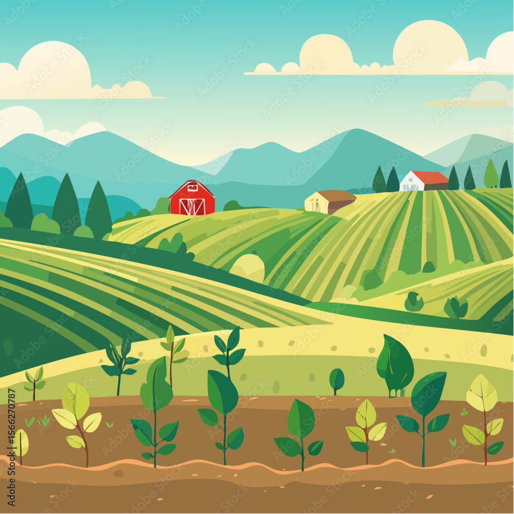 Obraz premium Sustainable agriculture plant cultivation isolated cartoon
