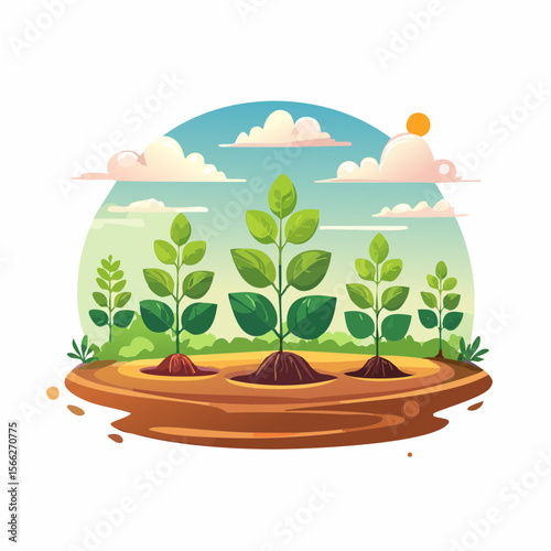 Sustainable agriculture plant cultivation isolated cartoon