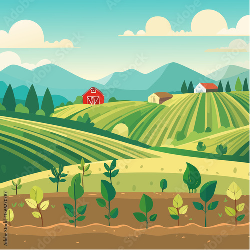 Sustainable agriculture plant cultivation isolated cartoon