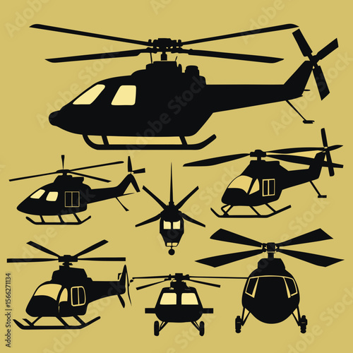 military helicopter vector silhouettes