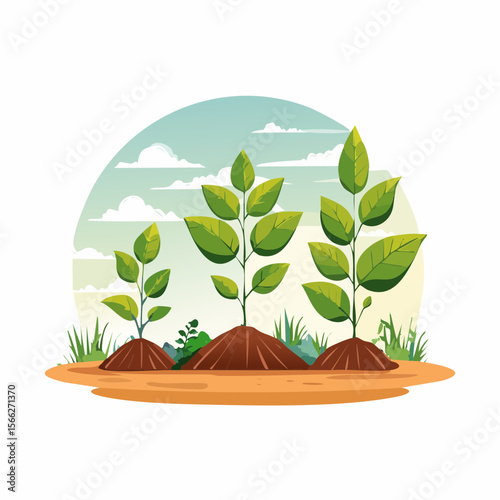 Sustainable agriculture plant cultivation isolated cartoon