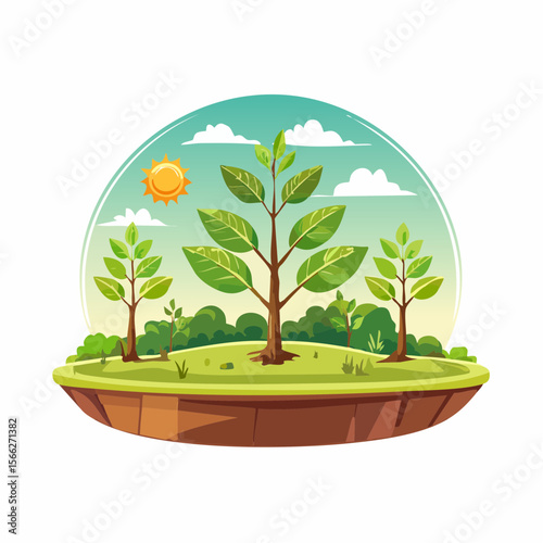 Sustainable agriculture plant cultivation isolated cartoon