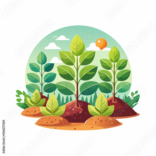Sustainable agriculture plant cultivation isolated cartoon