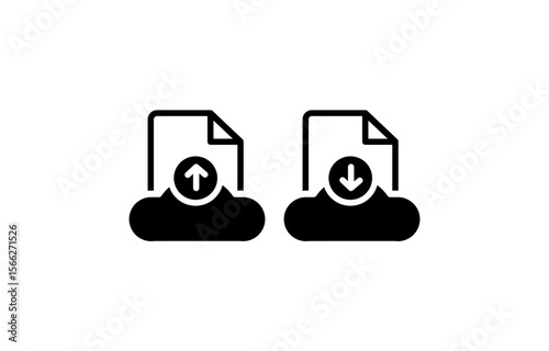 Cloud File Transfer Upload and Download Icons