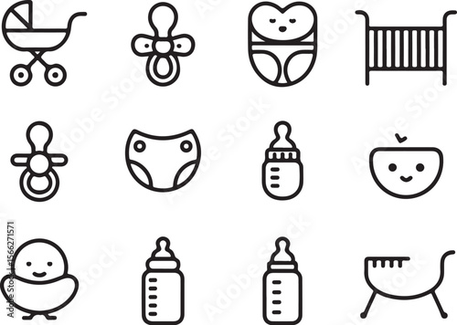 Parenthood Icons | Pacifier, Rattle, Crib Design

