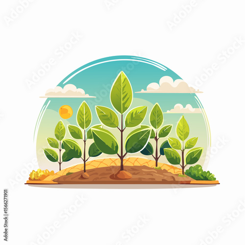Sustainable agriculture plant cultivation isolated cartoon