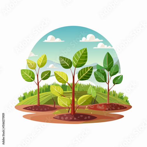 Sustainable agriculture plant cultivation isolated cartoon