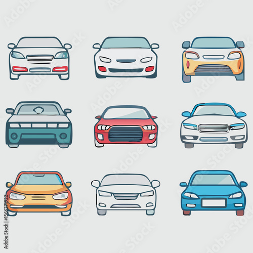 Frontal Car Symbols Set – Vehicle Front View Icons Collection