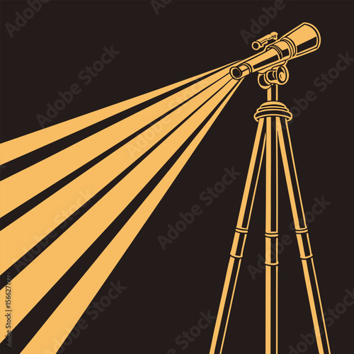 Vintage Telescope on Tripod Illustration