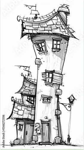 sketch of a house with a roof