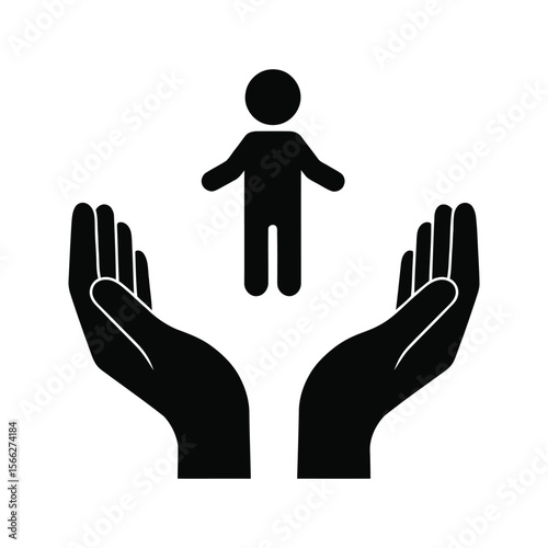 Protective Hands Holding Child Icon Childcare Safety Adoption Protection Symbol
