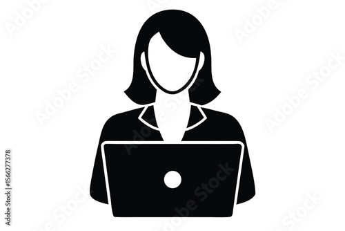vector illustration of a women with laptop