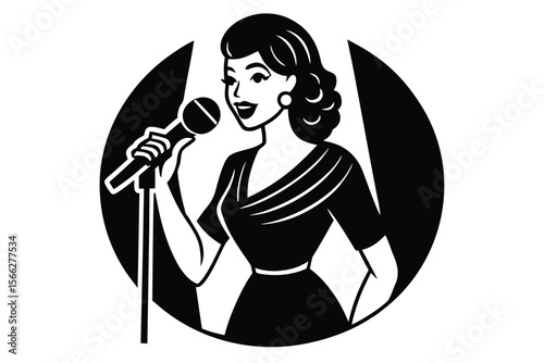 woman singing vector icon