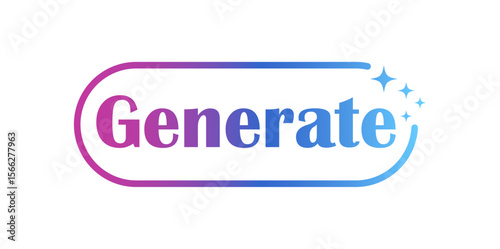 Generate purple and blue ai button with stars ,artificial intelligence, technology concept ai enters by command prompt to generate ideas 