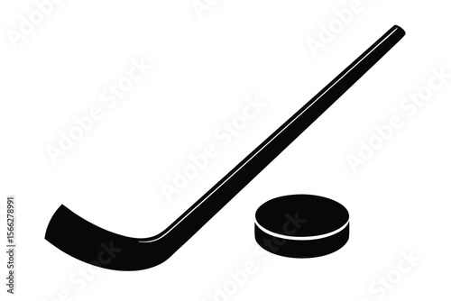 lice hockey stick and puck vector icon