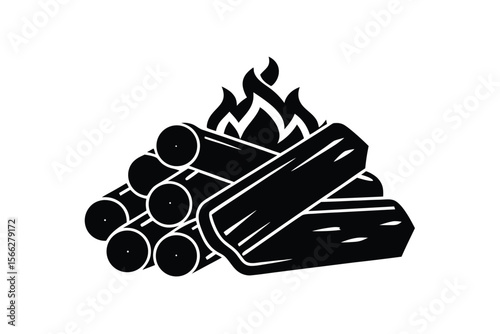 firewood bundle vector icon