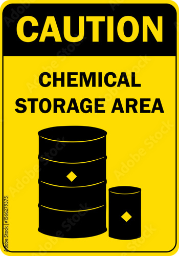 caution chemical storage area sign.