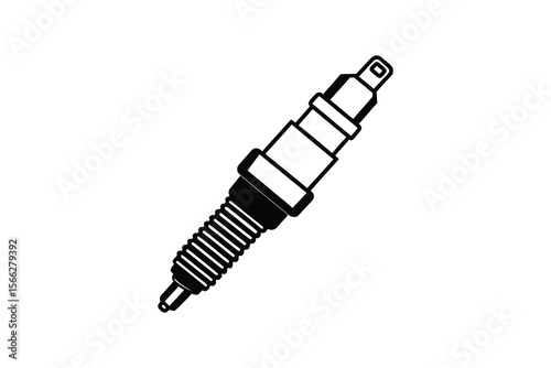 Isolated spark plug on white background in silhouette