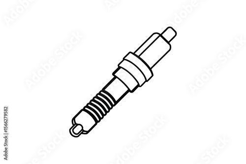 Detailed Spark Plug Illustration in Black and White Silhouette