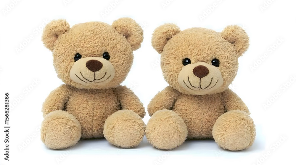 Obraz premium Adorable Pair of Plush Teddy Bears Sitting Together