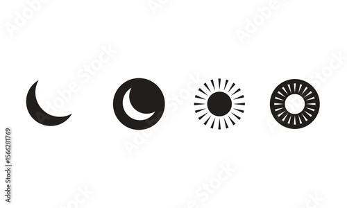 sun and moon icon set