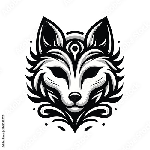 Tribal Wolf Head Logo - Fierce Animal Symbol Vector