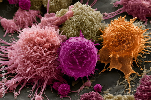 blood cells cancer by microscope in the laboratory