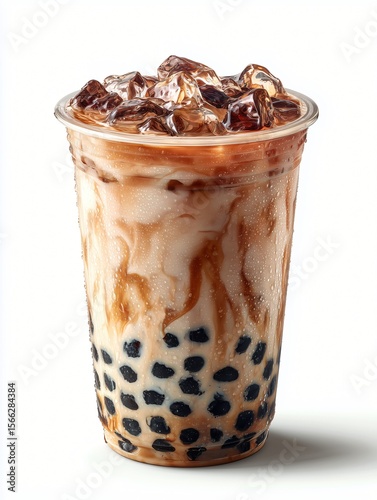 a cup of  milk tea with black pearls