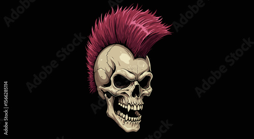Vector Punk Skull with Mohawk – Edgy Tattoo & T-Shirt Design Graphic