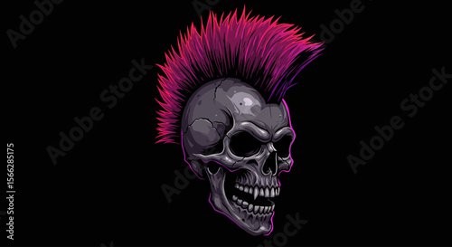 Vector Punk Skull with Mohawk – Edgy Tattoo & T-Shirt Design Graphic