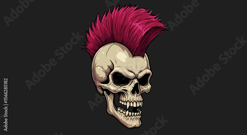 Vector Punk Skull with Mohawk – Edgy Tattoo & T-Shirt Design Graphic