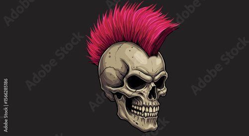 Vector Punk Skull with Mohawk – Edgy Tattoo & T-Shirt Design Graphic